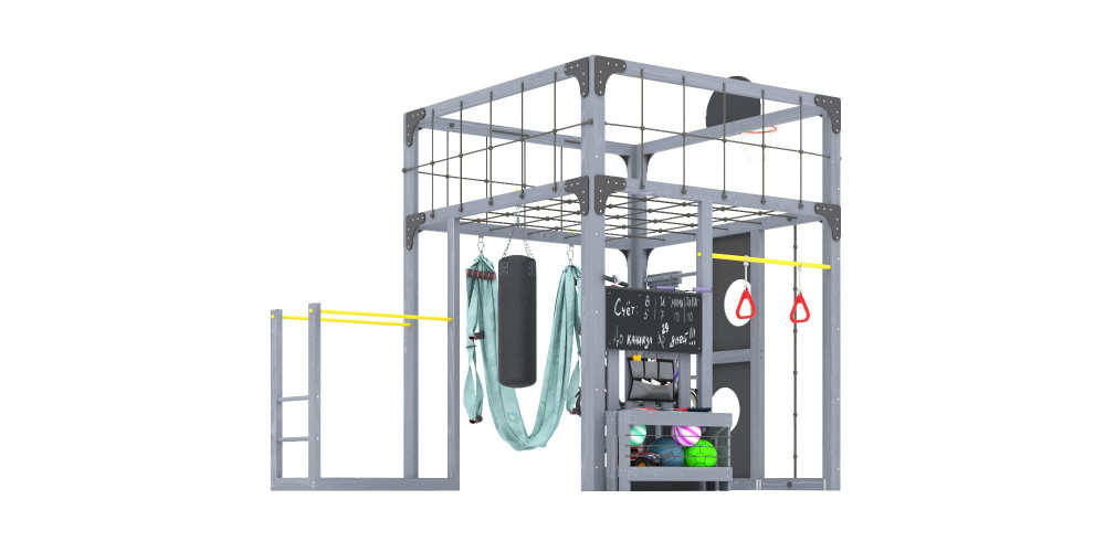 Детская площадка Савушка КУБ-1 (Серый) с гамаком для йоги