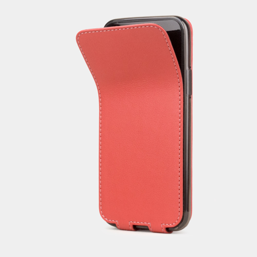 Чехол для iPhone 11 Pro Max из натуральной кожи теленка, кораллового цвета