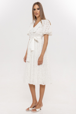 Хлопковое платье-миди с вышивкой