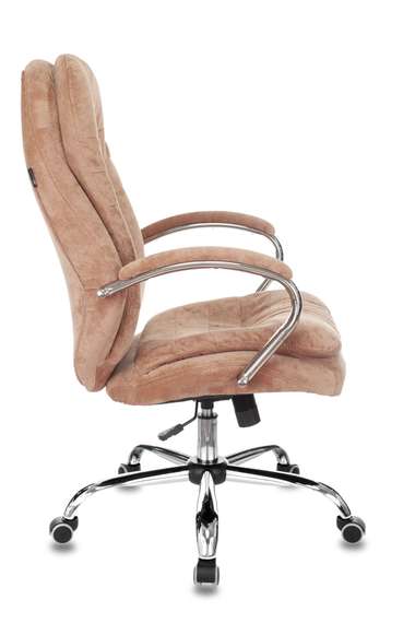 Кресло руководителя Бюрократ T-9950SL Fabric светло-коричневый Velvet 90 крестов. металл хром