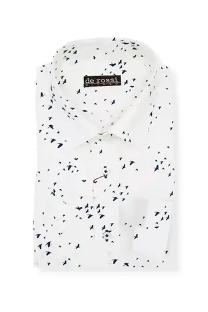 Рубашка белая с коротким рукавом «Птицы»