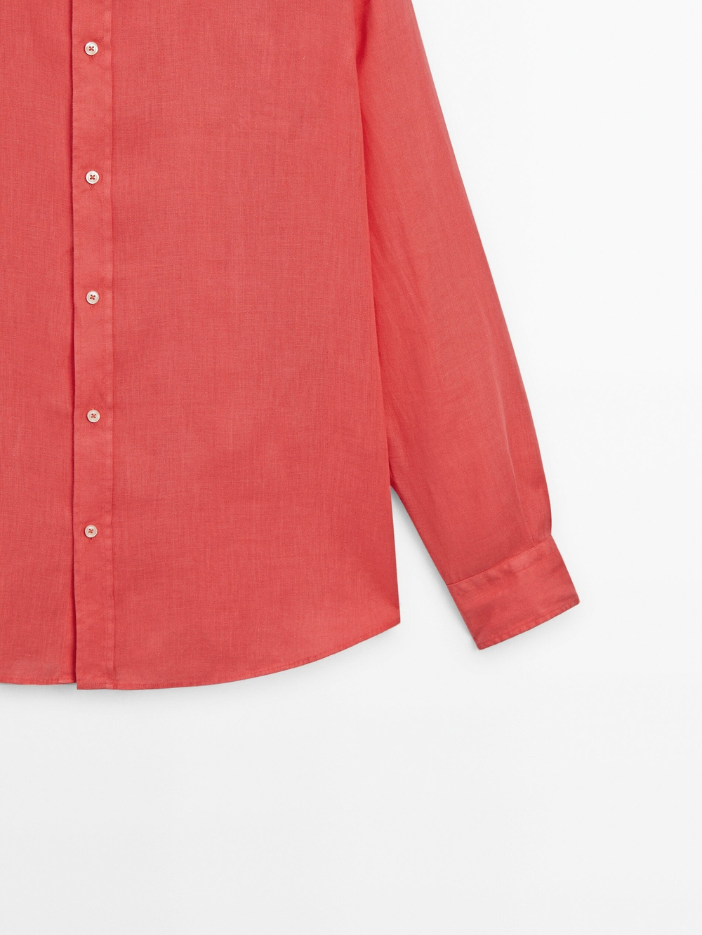 Massimo Dutti 100% льняная приталенная рубашка,  коралловый