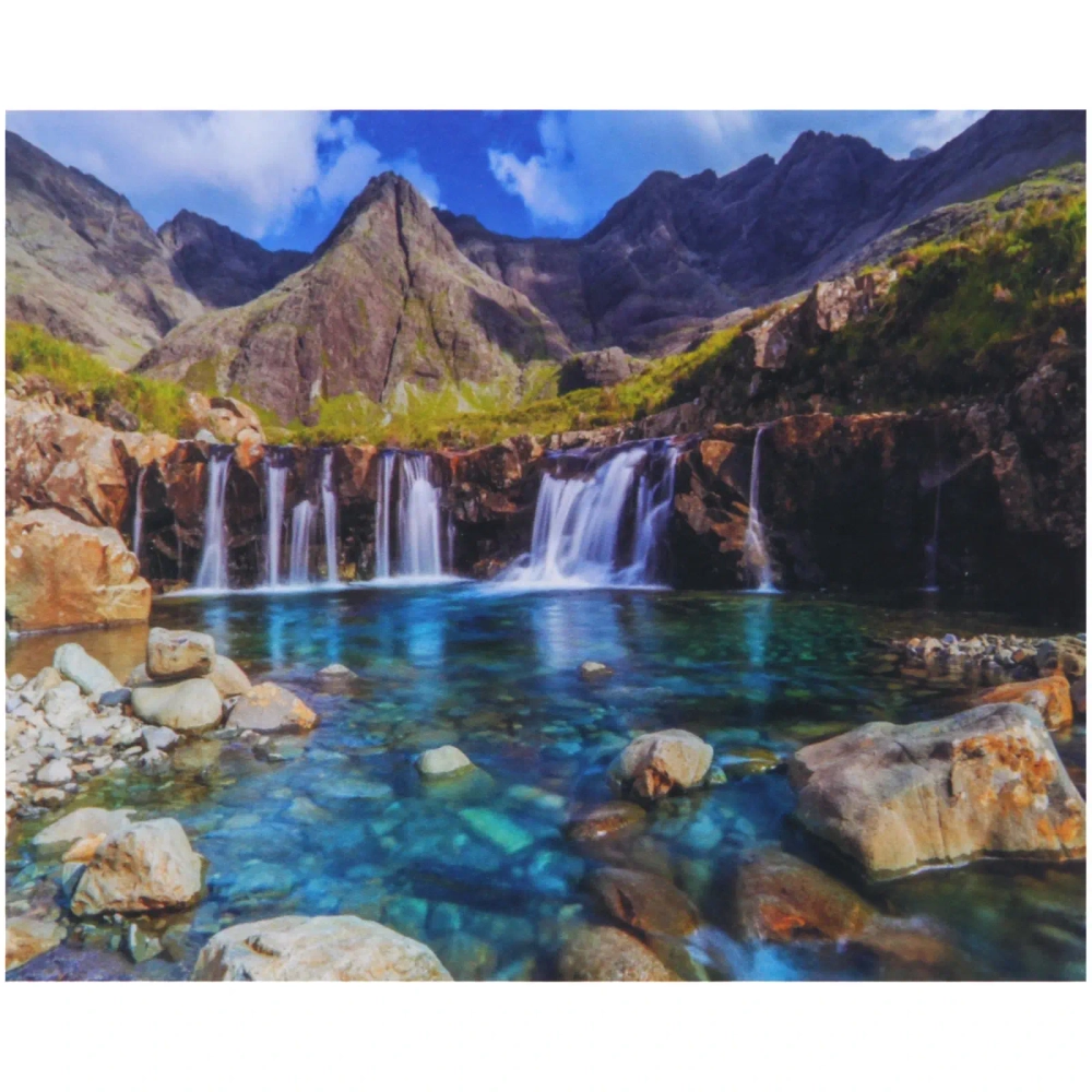 Алмазная мозаика на подрамнике с полным заполнением «МИР ЯРКИХ КРАСОК», водопады в горах, 30*40см