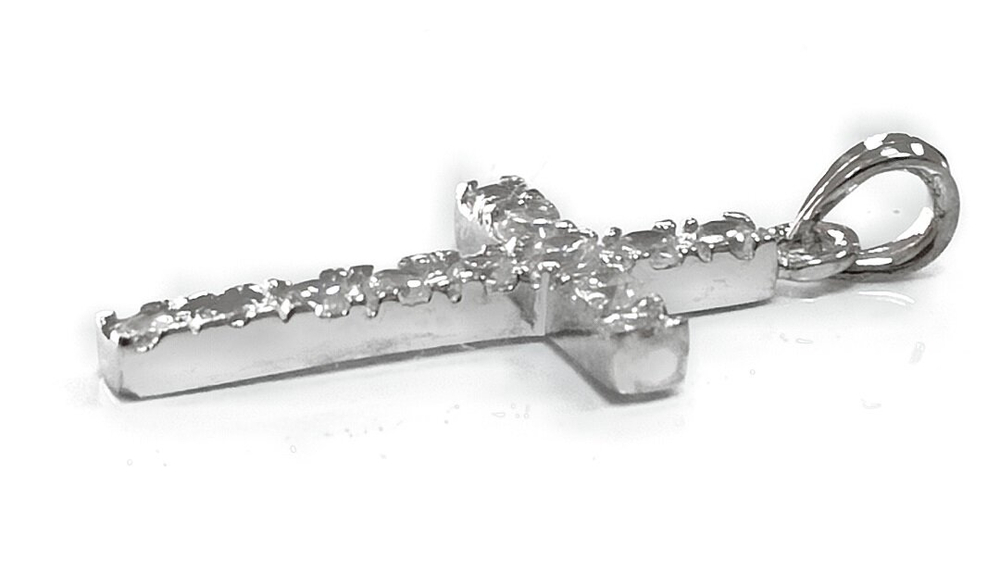 Ювелирная подвеска крест из серебра с фианитами