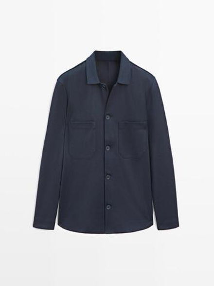 Massimo Dutti Куртка-рубашка с карманами на пуговицах, темно-синий