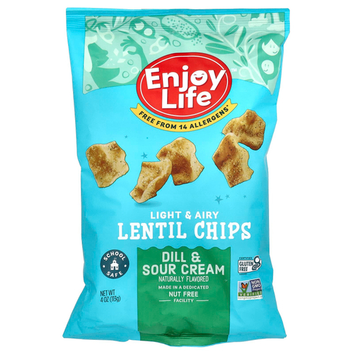 Enjoy Life Foods, Легкие и воздушные чечевичные чипсы, со вкусом укропа и сметаны, 113 г (4 унции)
