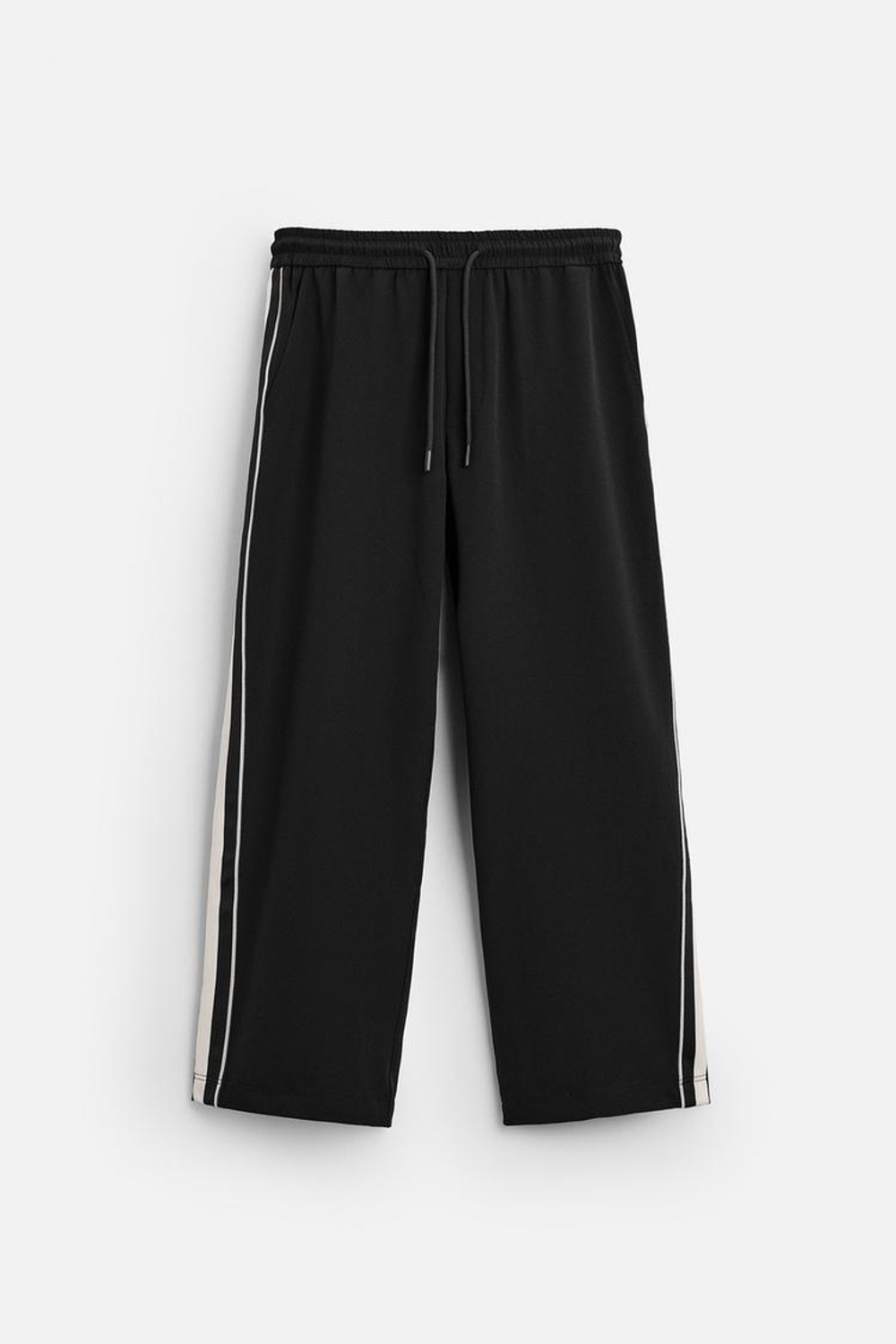 ZARA БРЮКИ ИЗ ВЫСОКОТЕХНОЛОГИЧНОЙ ТКАНИ С ЛАМПАСАМИ, ЧЕРНЫЙ