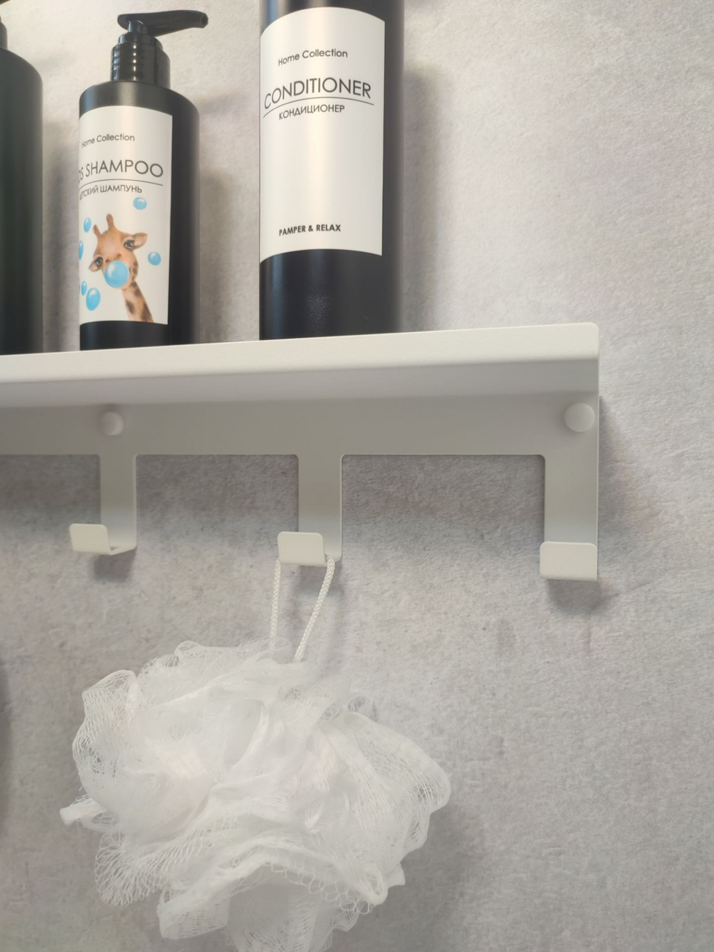 Полка настенная с крючками MetaDec Hook 50см белая