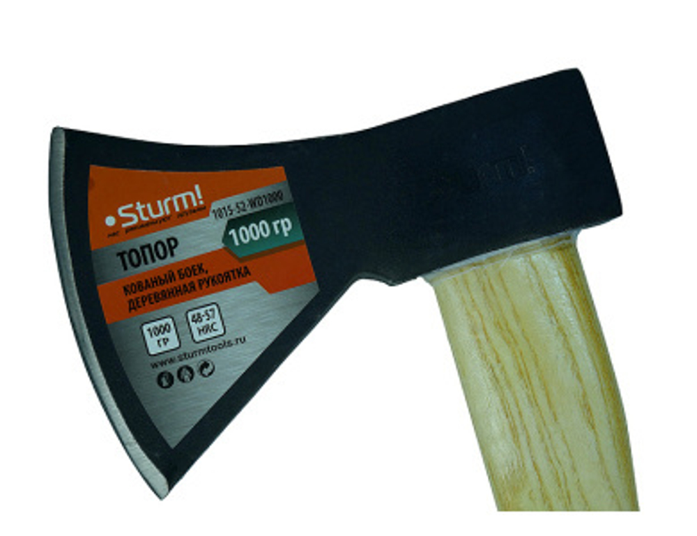 ТОПОР STURM! 1000Г КОВАНЫЙ БОЕК, ДЕРЕВЯННАЯ РУКОЯТКА 1015-52-WD1000