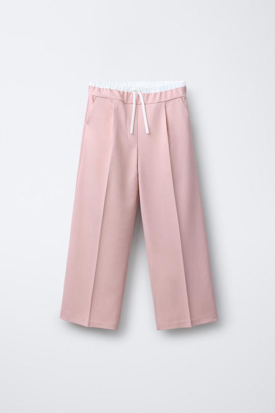 ZARA БРЮКИ С ДВОЙНЫМ ПОЯСОМ, РОЗОВЫЙ