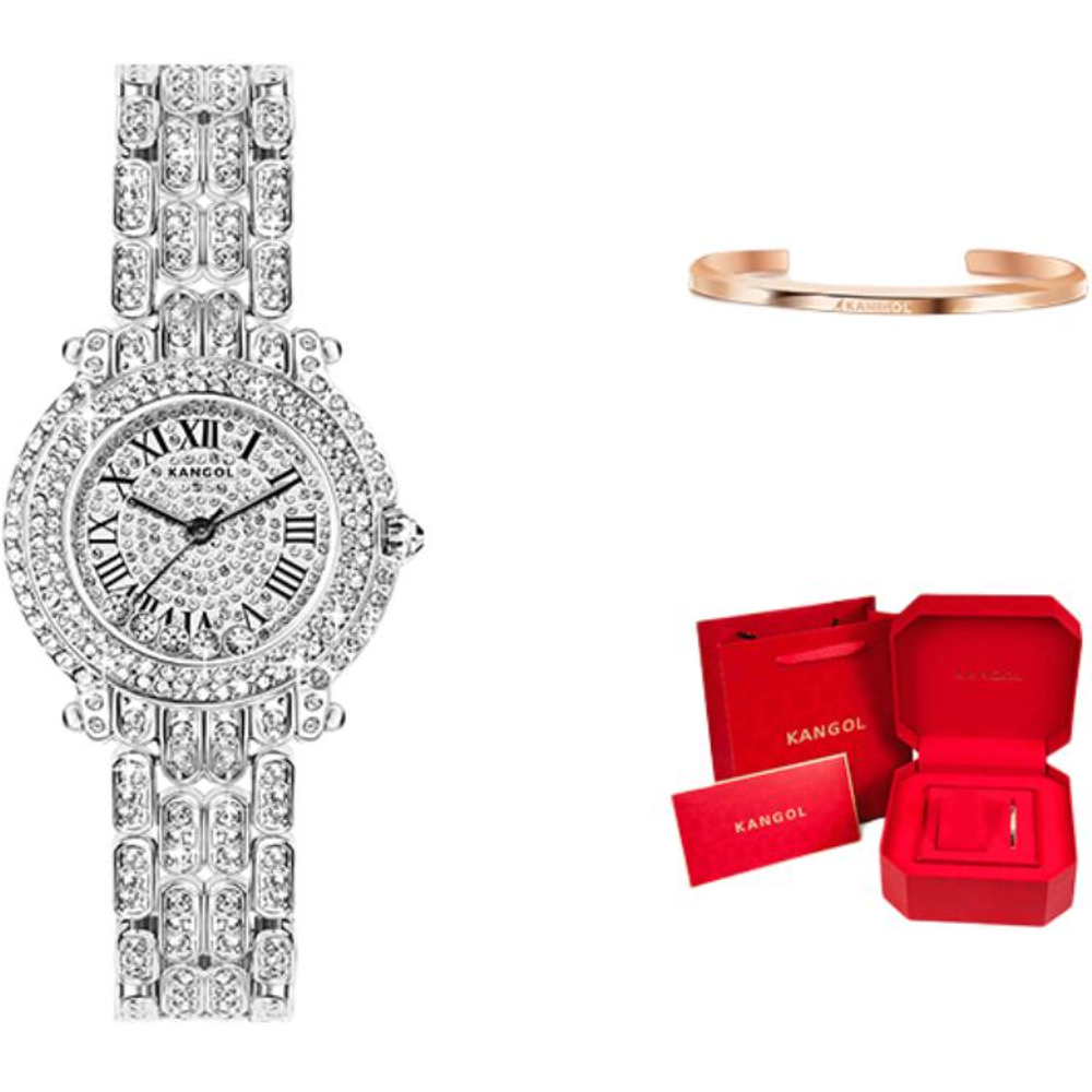 KANGOL Wrist Planet Quartz Movement Metal Strap Watch Women"s Watch Silver Dial