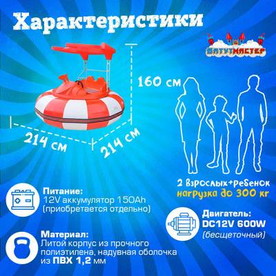 Электрическая бамперная лодка «Арбуз» 2+1, на часовом механизме