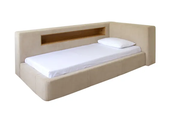 Диван-кровать Cube c нишей L антивандальная ткань (молочный)