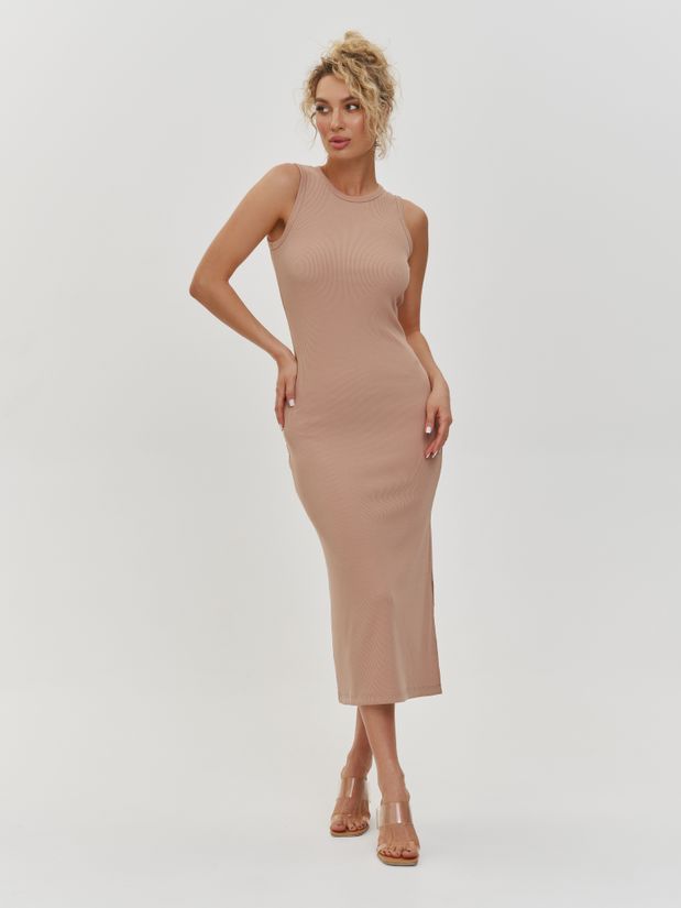 Платье майка лапша, бежевый