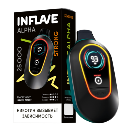Inflave Alpha Strong Дыня-киви 25000 затяжек 20мг Hard (2% Hard)