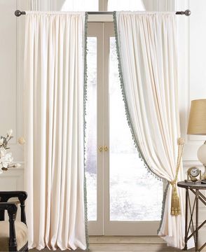 Штора Мишель. Мягкая портьера с бахромой (молочный)