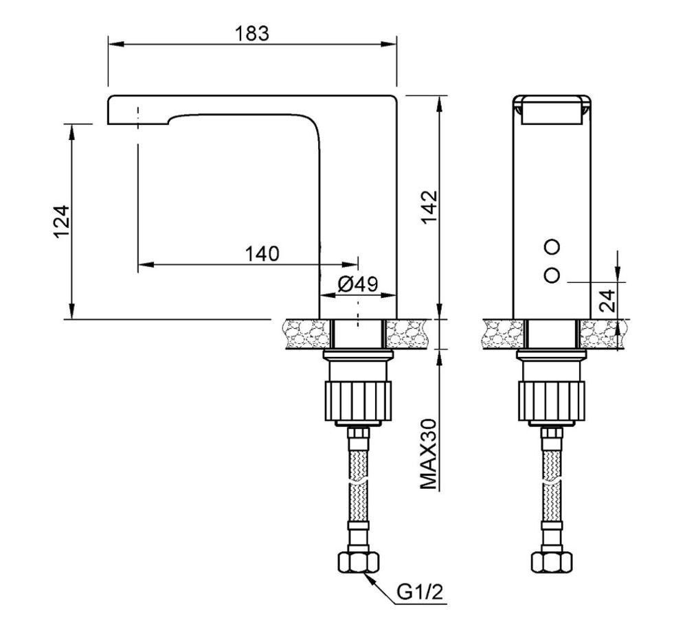 Кран сенсорный для раковины или столешницы латунь NOFER 07260.N чёрный