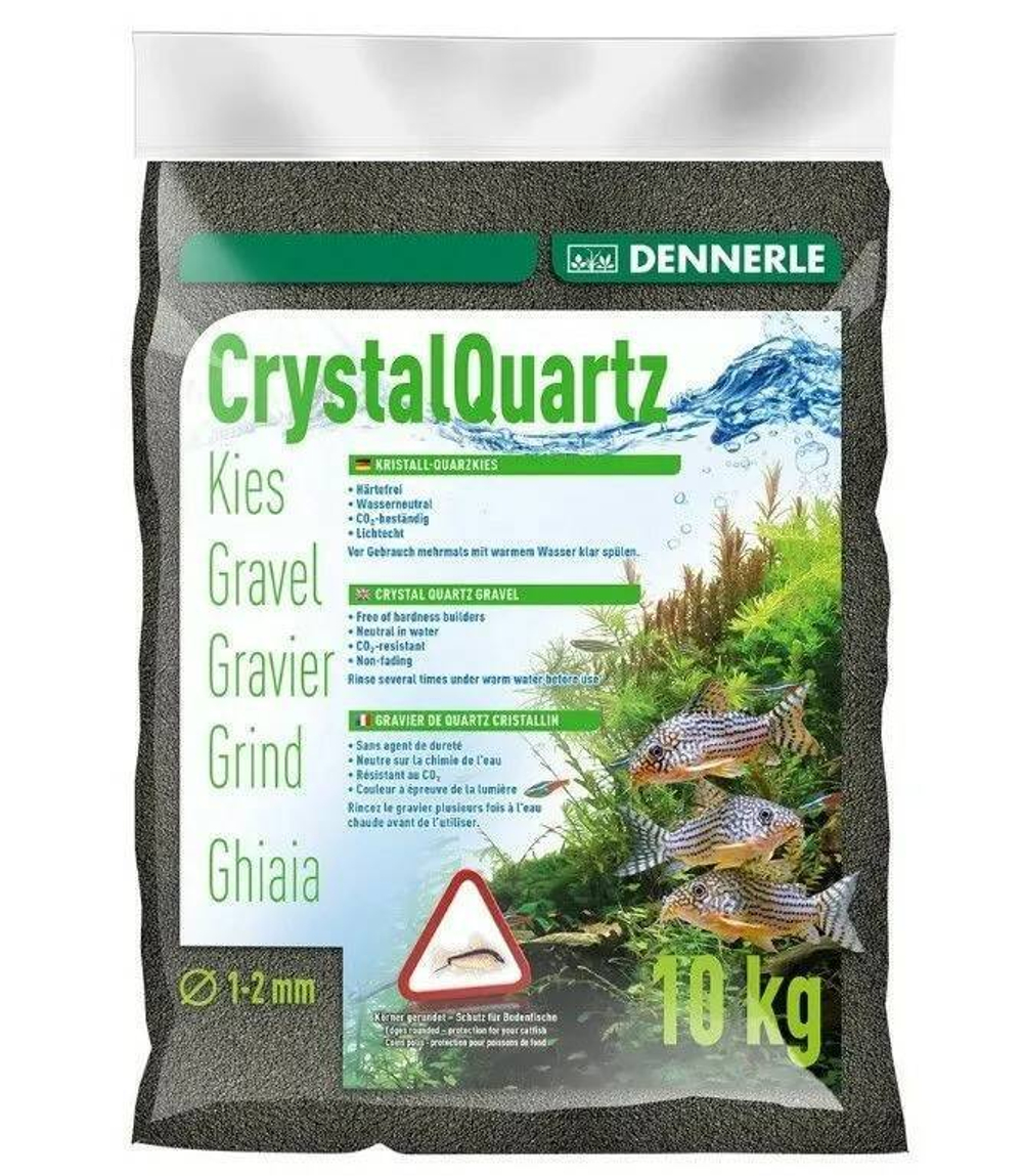 Dennerle Crystal Quartz - Натуральный аквариумный гравий, фракция 1-2 мм, цвет черный, 10 кг