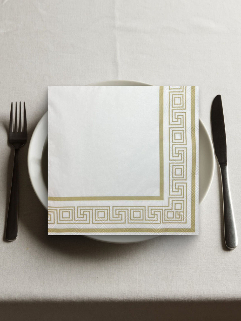 Салфетки бумажные праздничные трёхслойные для сервировки и декупажа Греческая рамка золото