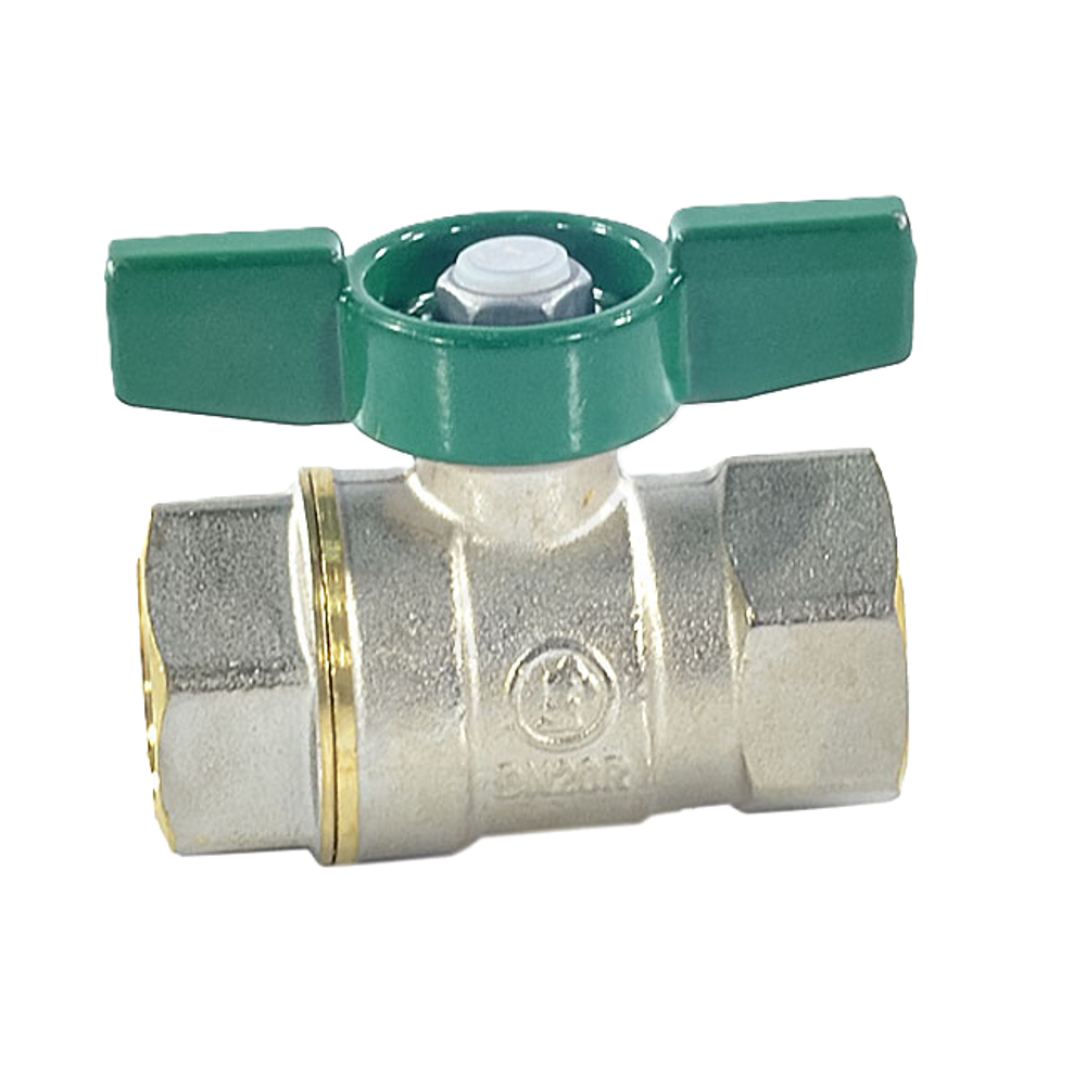 Кран шаровой латунь хром R251W Ду 32 Ру42 ВР бабочка зеленая Giacomini R251WX026