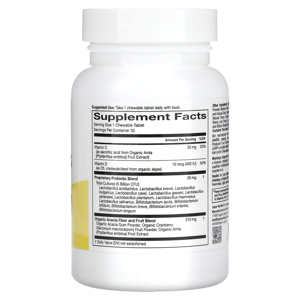 Super Nutrition, пробиотики для детей, со вкусом лесных ягод, 5 млрд КОЕ, 30 жевательных таблеток