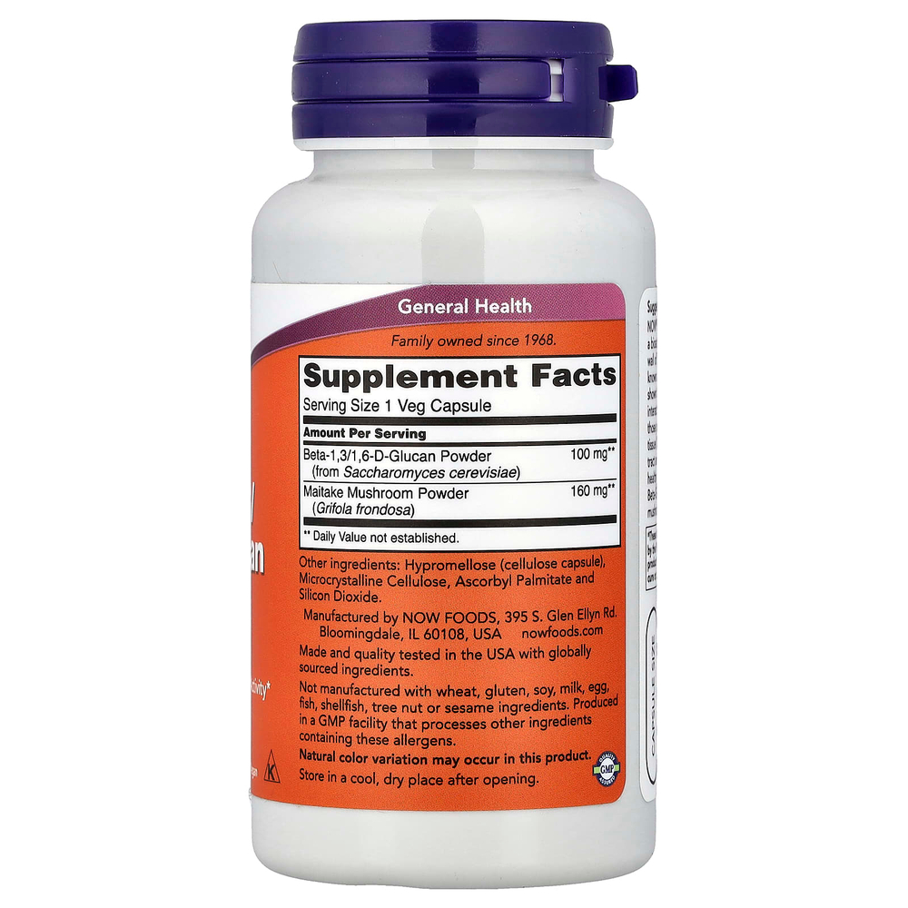 NOW Foods, бета-1,3/1,6-D-глюкан, 90 вегетарианских капсул