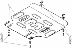 Защита картера двигателя, КПП. 2 мм, Сталь. для Honda Airwave 2004-2008, Motodor.70817