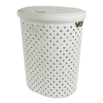 Корзина для белья Plast Team Rattan 42л 415х330х510 мм молочный туман