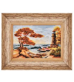 AMB-01/30 Картина «Берег мечты» (с янтарной крошкой) пласт.рамка 33х42см