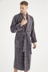 Халат мужской махровый 1370 серый Nusa Турция