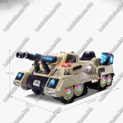 Детский электромобиль "Танк" коричневый