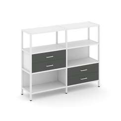 Shelf System Двухсекционный стеллаж трехярусный с ящиками SN.STM-323 Белый/Антрацит/Металл Белый 159