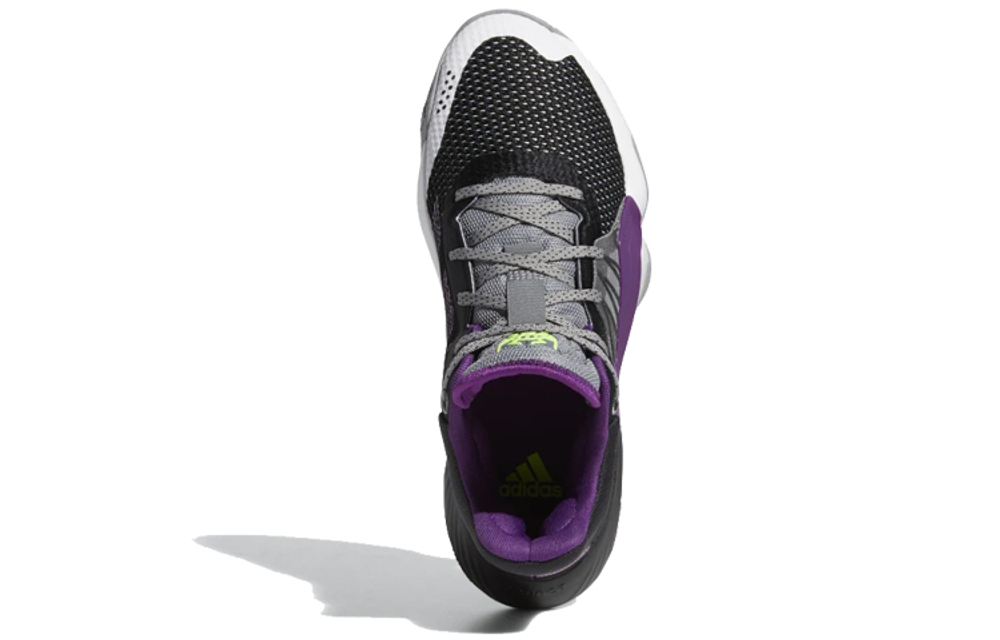 Adidas D.O.N. Issue #1 Actual combat round head shock absorption, wear-resistant, non-slip mid-top basketball shoes men's black and purple foreign version