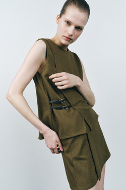 ZARA ТОП ВНАХЛЕСТ ИЗ ТВИЛА С ПРЯЖКАМИ, МЯГКИЙ ЗЕЛЕНЫЙ