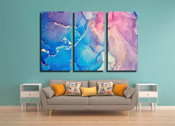 Модульная картина "Абстрактный разноцветный фактурный мрамор"