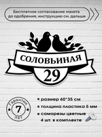 Адресная табличка с птицами, 60х35 см.