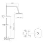 Душевая система 40к ML2410 излив лейка 5 позиций +лейка "Тропический душ" ХРОМ