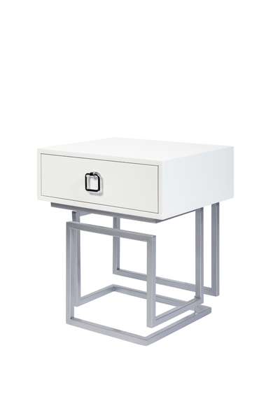 Тумбочка Esthetic белая на серебре