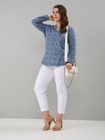 Блузка БЛ-22/голубойтуман-индигоцветы