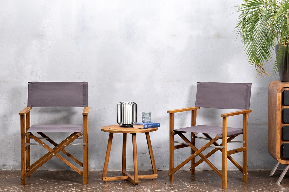 Кофейный комплект из акации Joygarden ДИРЕКТОР, Natural Teak, серый