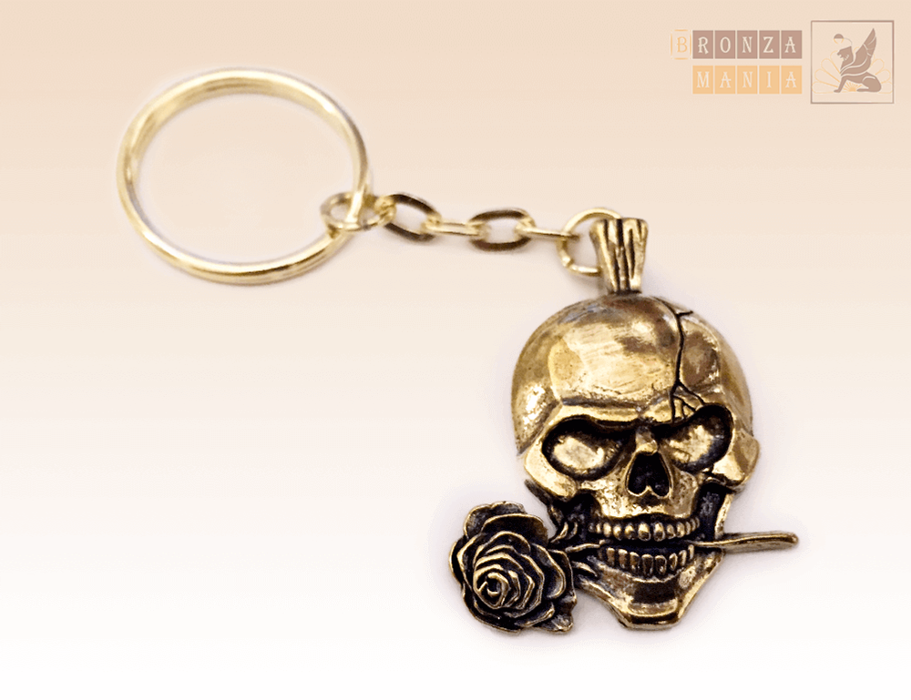 брелок Череп с розой