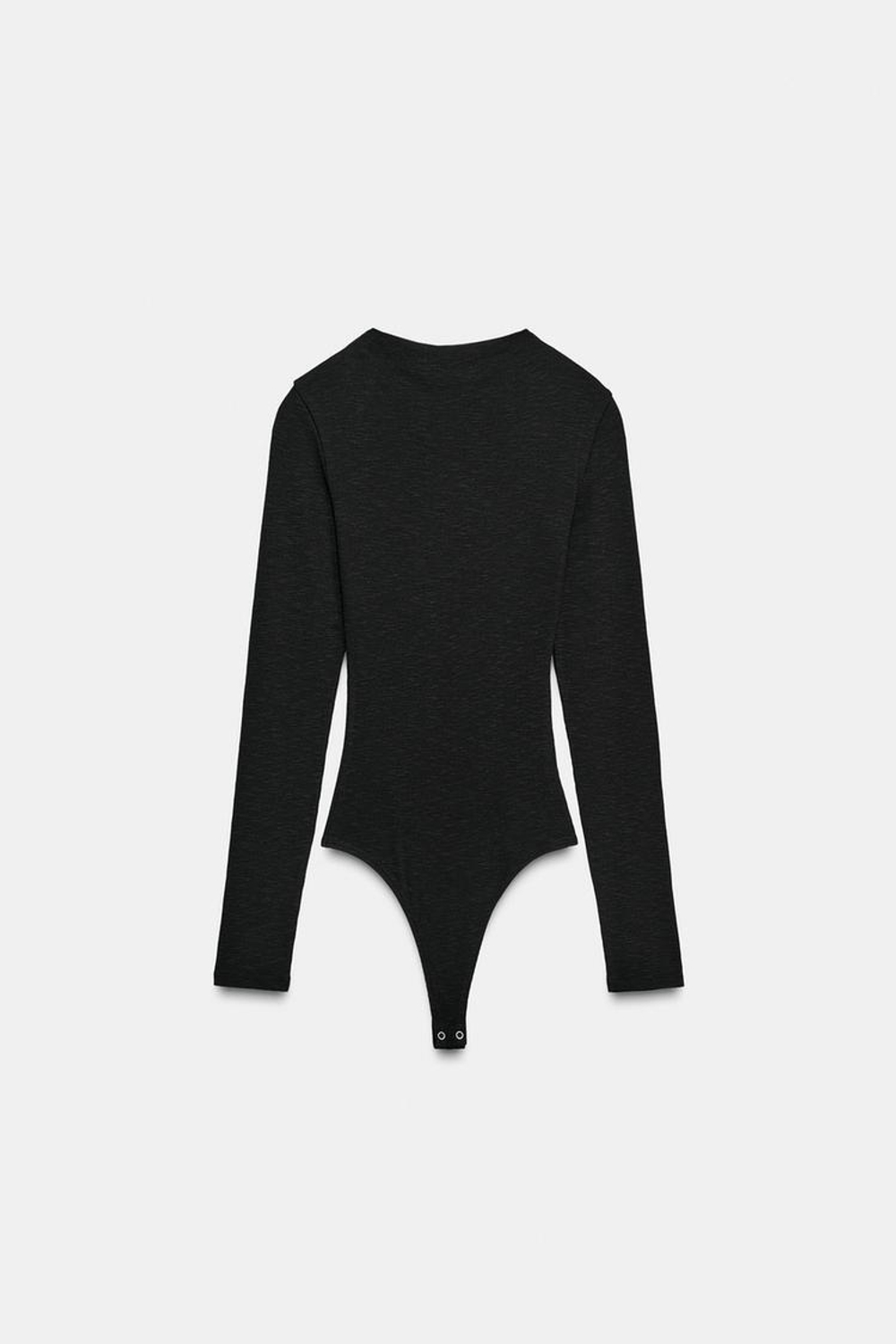 ZARA БОДИ В РУБЧИК С ДЛИННЫМИ РУКАВАМИ, ЧЕРНЫЙ