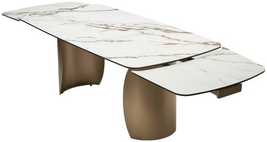Стол BRONTE 200 раскладной KL-188 Контрастный мрамор матовый, итальянская керамика/ Шампань