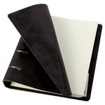 Тетрадь на кольцах А5 (180х220 мм), 120 л., под кожу, BRAUBERG "Main", клетка, черный, 402004