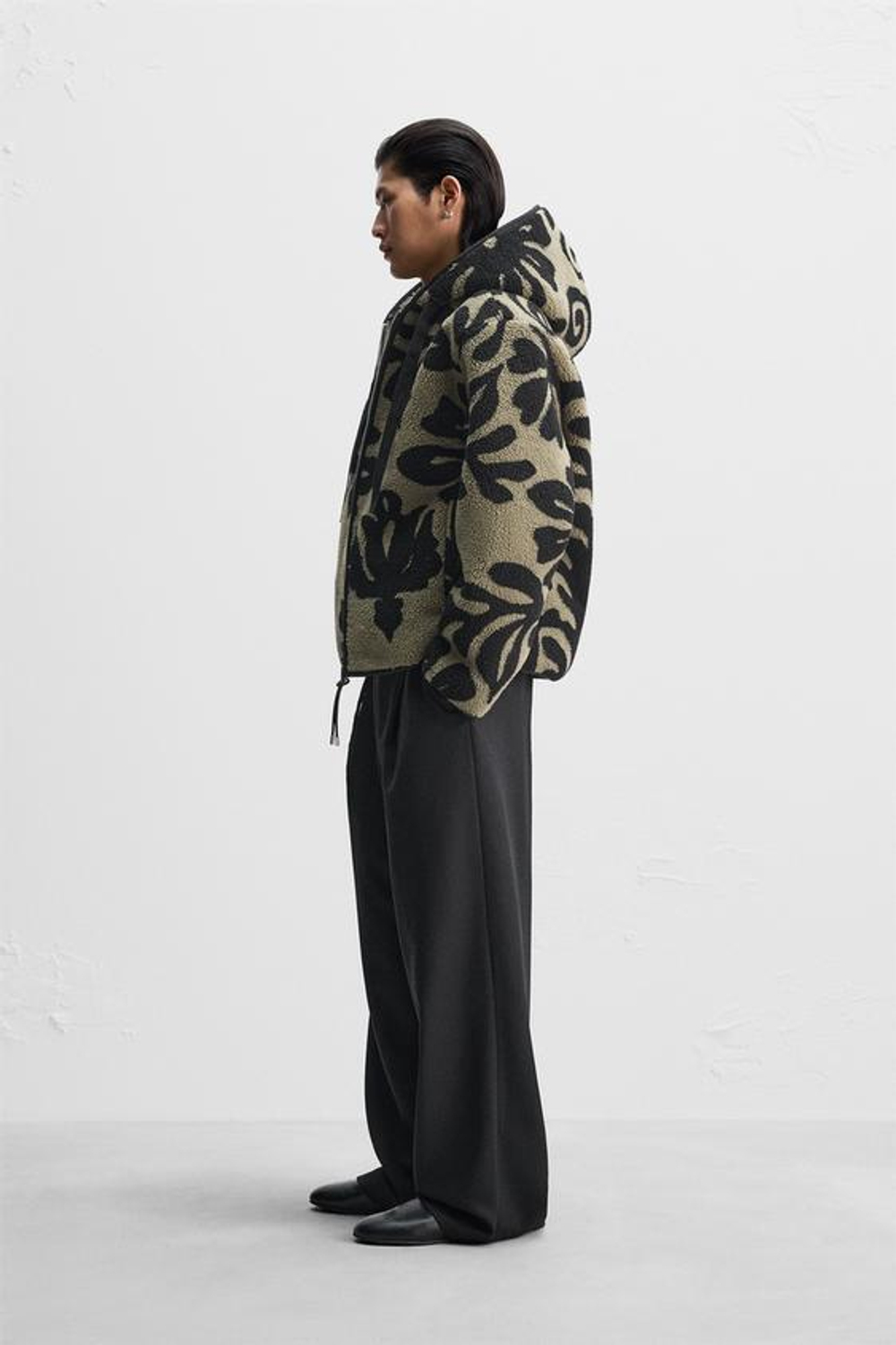 ZARA X NANUSHKA ЖАККАРДОВАЯ КУРТКА ИЗ ИСКУССТВЕННОЙ ШЕРСТИ, ЗЕЛЕНЫЙ