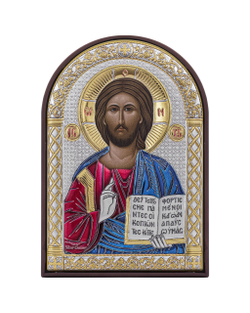 Спаситель, икона арочная, пластик коричневый, эмаль 48x68