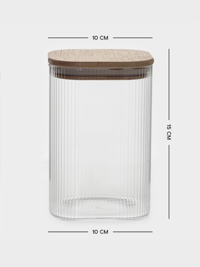 Банка для сыпучих продуктов с бамбуковой крышкой "Эко. Квадрат" 1,3 л, 10х15 см