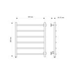 Полотенцесушитель MIXLINE VEGA  60х50 (кноп выключател, 255 Вт, 6 перекладин, правый) электрический