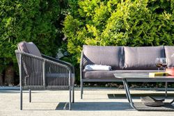 "Канны" лаунж-зона 5-местная плетеная из роупа (веревки), цвет темно-серый