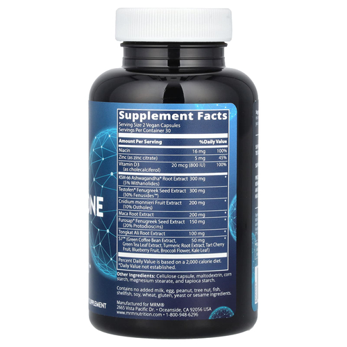 MRM Nutrition, Testosterone Again, энергия и либидо, 60 веганских капсул